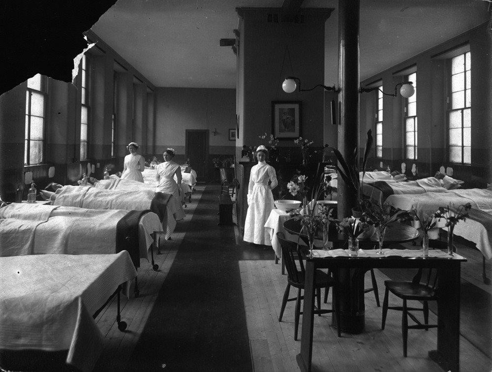 A medical ward in the new surgical building where the Lister ward was sited. 